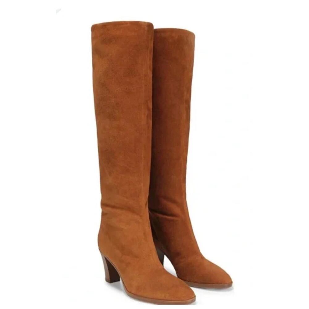 Vince Casper Knee High Pull-On Boot Tan Braow Suede Leather Women's 8